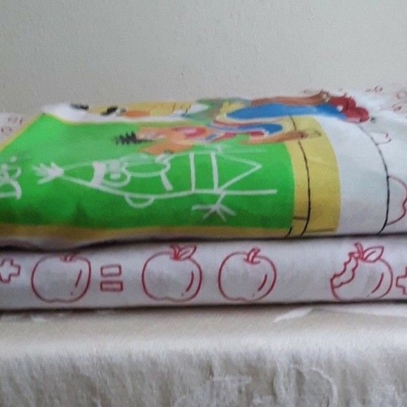 Vintage Muppets SESAME STREET School Room Flat & Fitted Twin Sheets - Picture 9 of 9